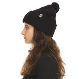 Knit Cuff Pom Beanie - Midweight, 100% Merino Wool