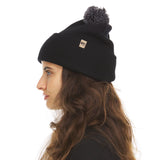 Knit Cuff Pom Beanie - Midweight, 100% Merino Wool