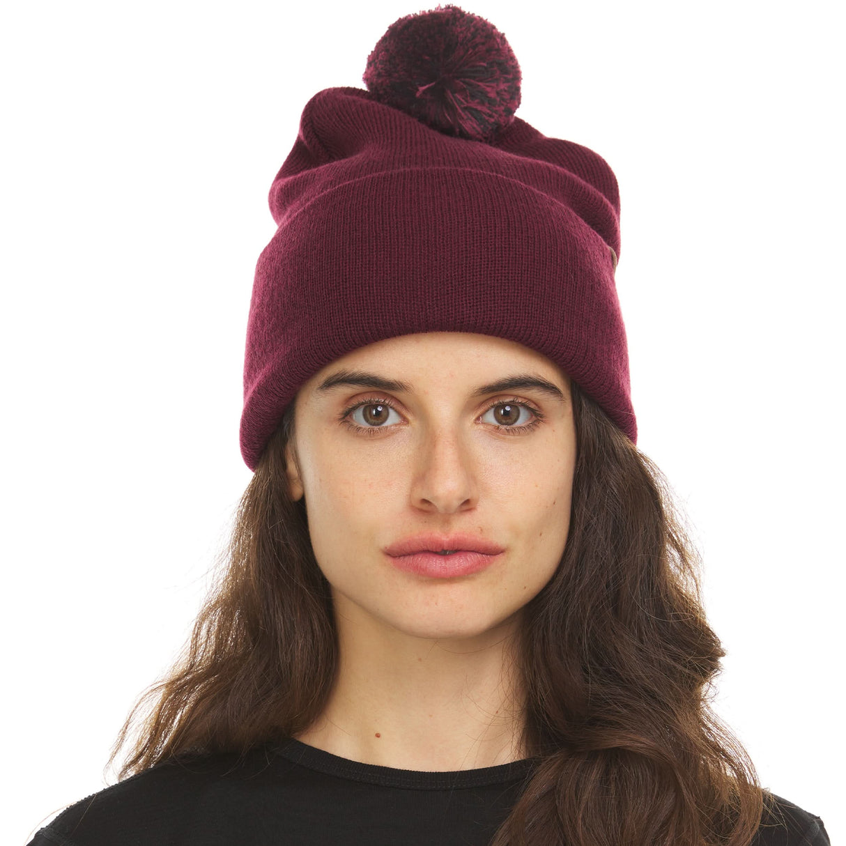 Knit Cuff Pom Beanie - Midweight, 100% Merino Wool