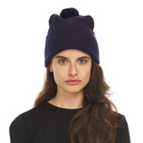 Knit Cuff Pom Beanie - Midweight, 100% Merino Wool