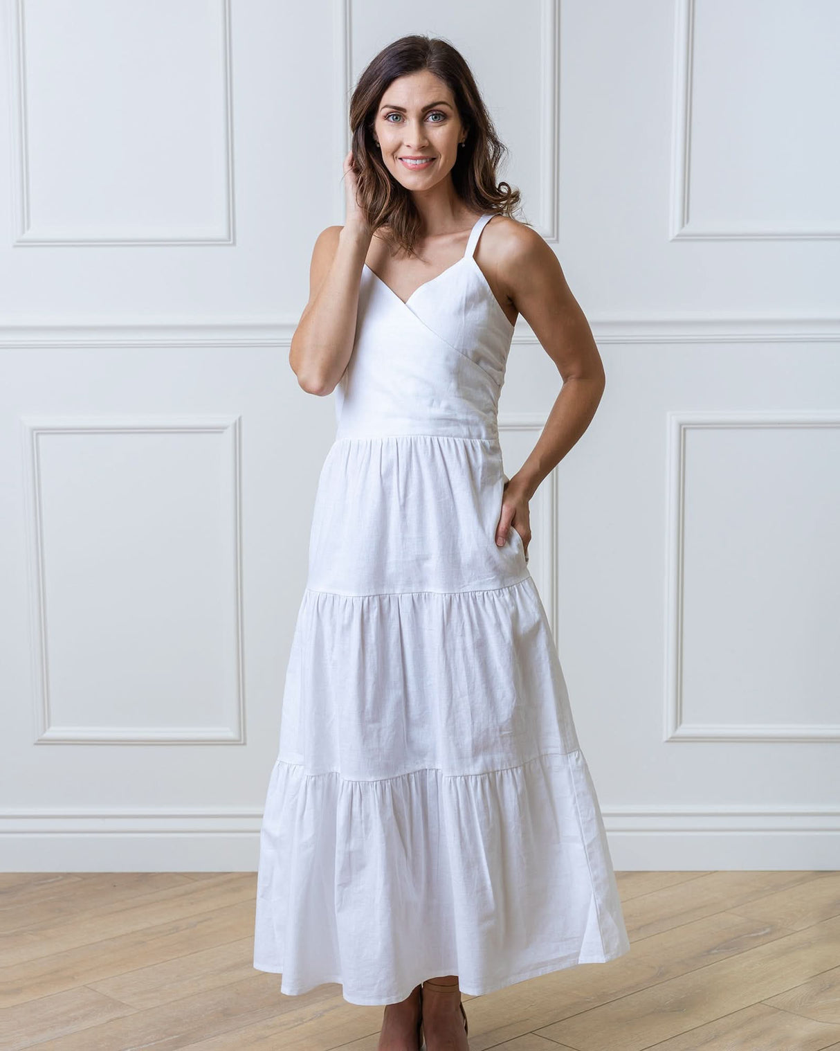 Linen & Organic Cotton Tiered Wrap Dress