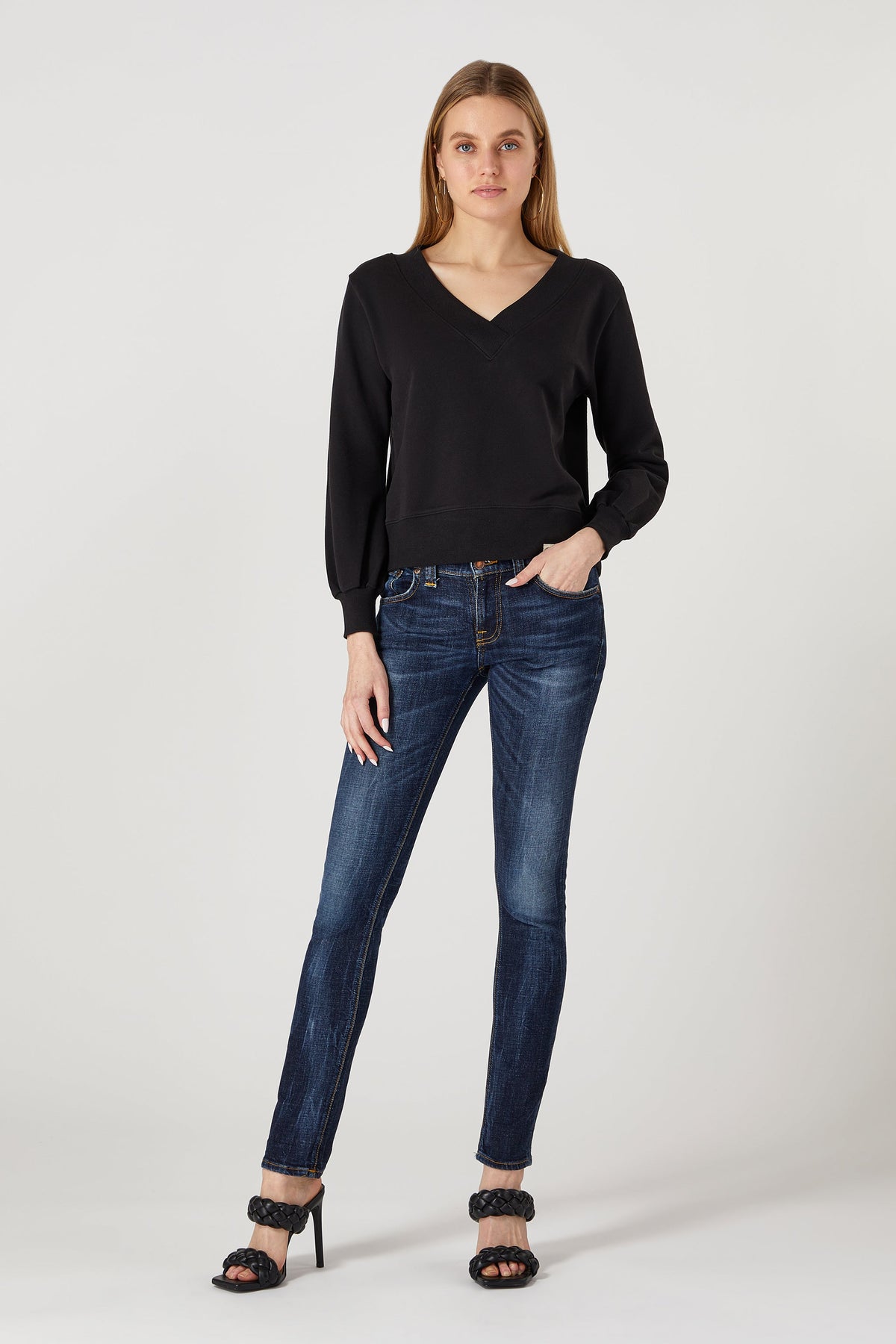 Fiona Organic Cotton V-Neck Sweatshirt