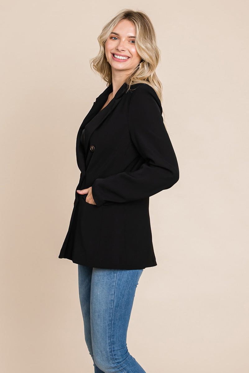 Women’s Jackets – Elegant Double Button Coat with Lapel Collar | Blazer