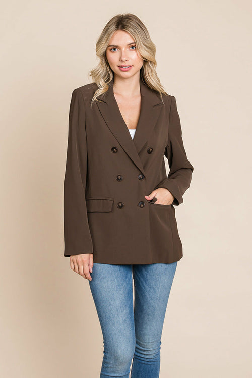 Women’s Jackets – Elegant Double Button Coat with Lapel Collar | Blazer