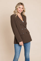 Women’s Jackets – Elegant Double Button Coat with Lapel Collar | Blazer