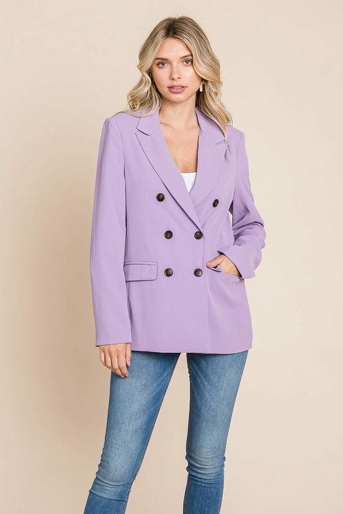 Women’s Jackets – Elegant Double Button Coat with Lapel Collar | Blazer