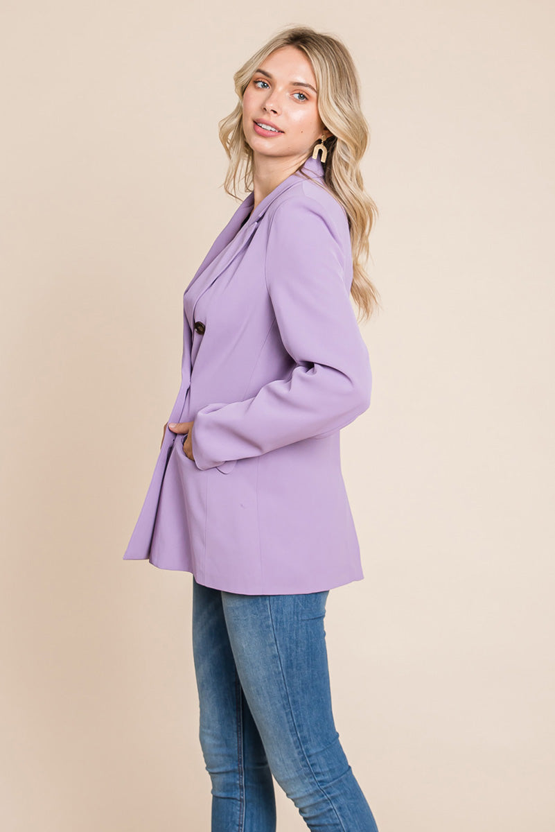 Women’s Jackets – Elegant Double Button Coat with Lapel Collar | Blazer