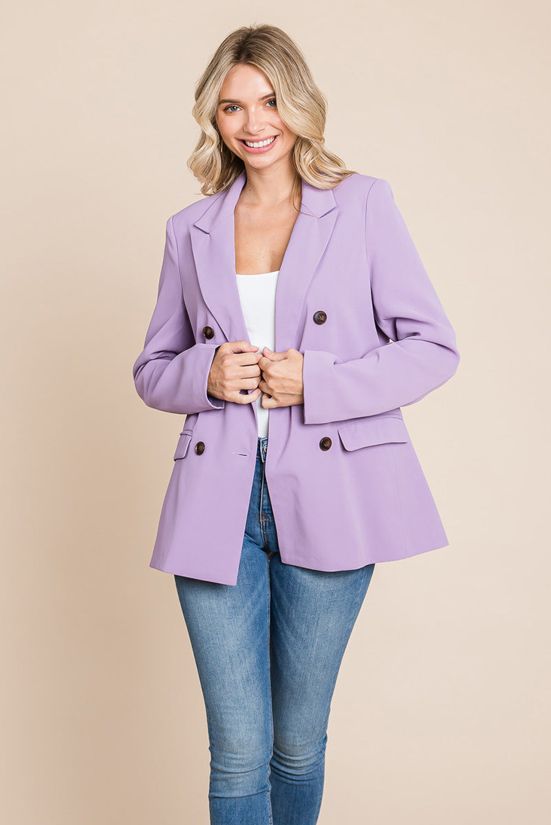 Women’s Jackets – Elegant Double Button Coat with Lapel Collar | Blazer