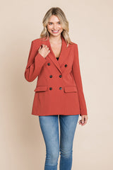 Women’s Jackets – Elegant Double Button Coat with Lapel Collar | Blazer