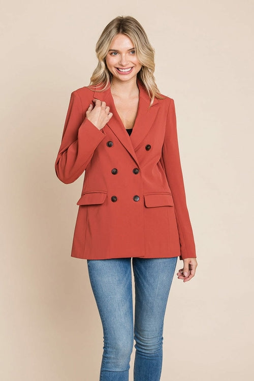 Women’s Jackets – Elegant Double Button Coat with Lapel Collar | Blazer