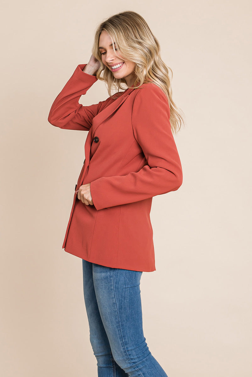 Women’s Jackets – Elegant Double Button Coat with Lapel Collar | Blazer