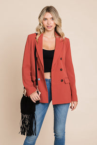 Women’s Jackets – Elegant Double Button Coat with Lapel Collar | Blazer