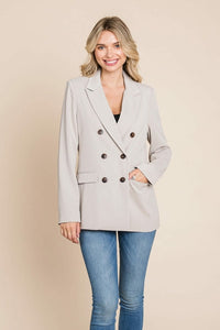 Women’s Jackets – Elegant Double Button Coat with Lapel Collar | Blazer