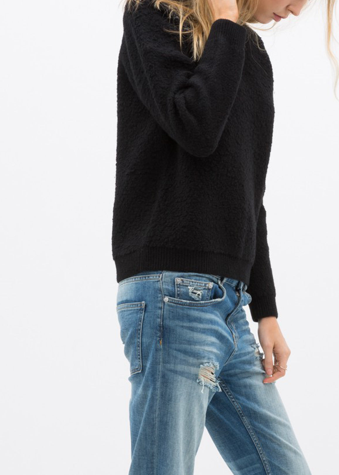 Women's Rag Wool Knit Crew Neck Sweater