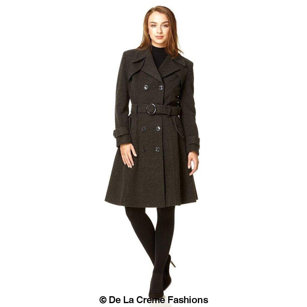 Women's Wool Blend Double Breasted Coat, Women's Wool Coat
