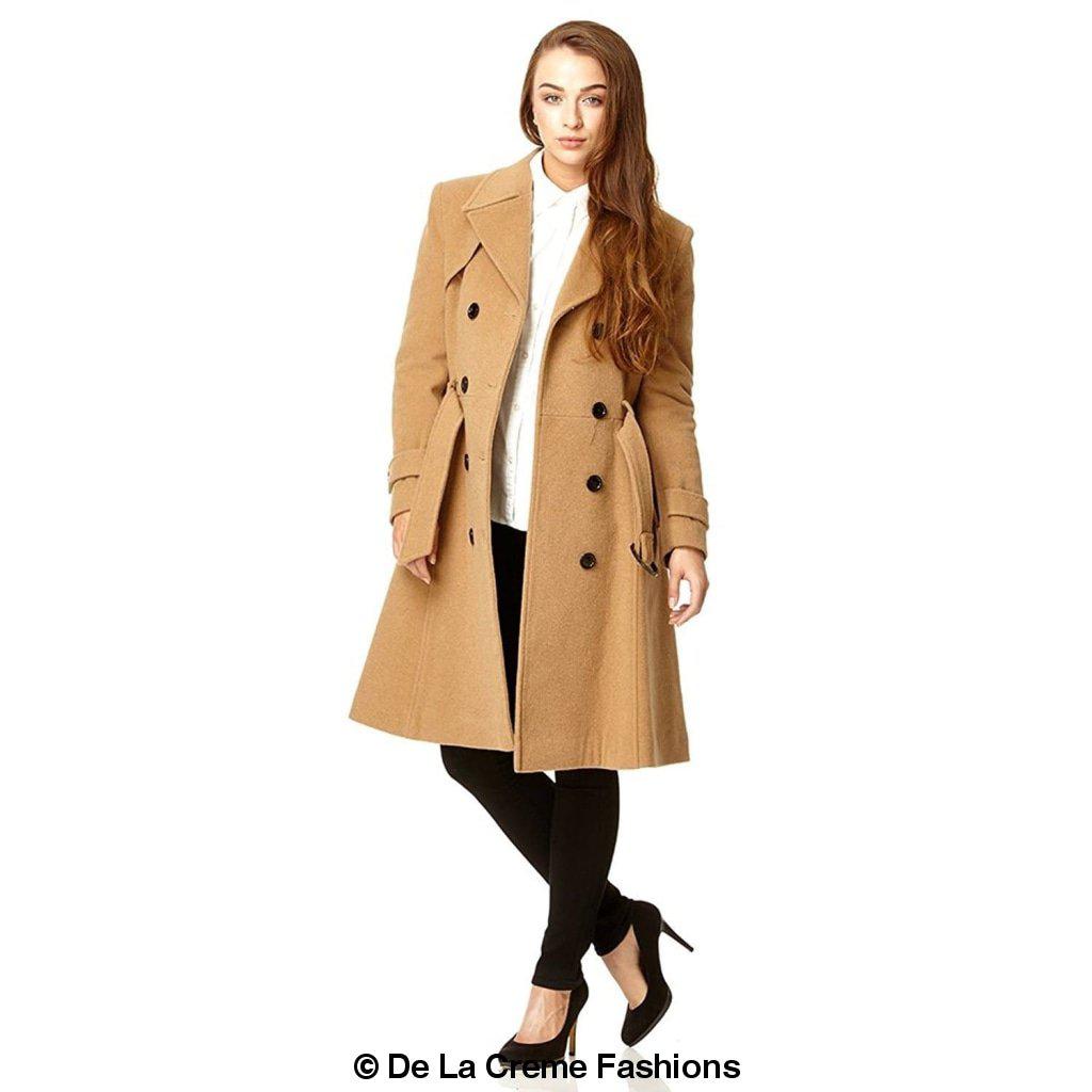 Women's Wool Blend Double Breasted Coat, Women's Wool Coat