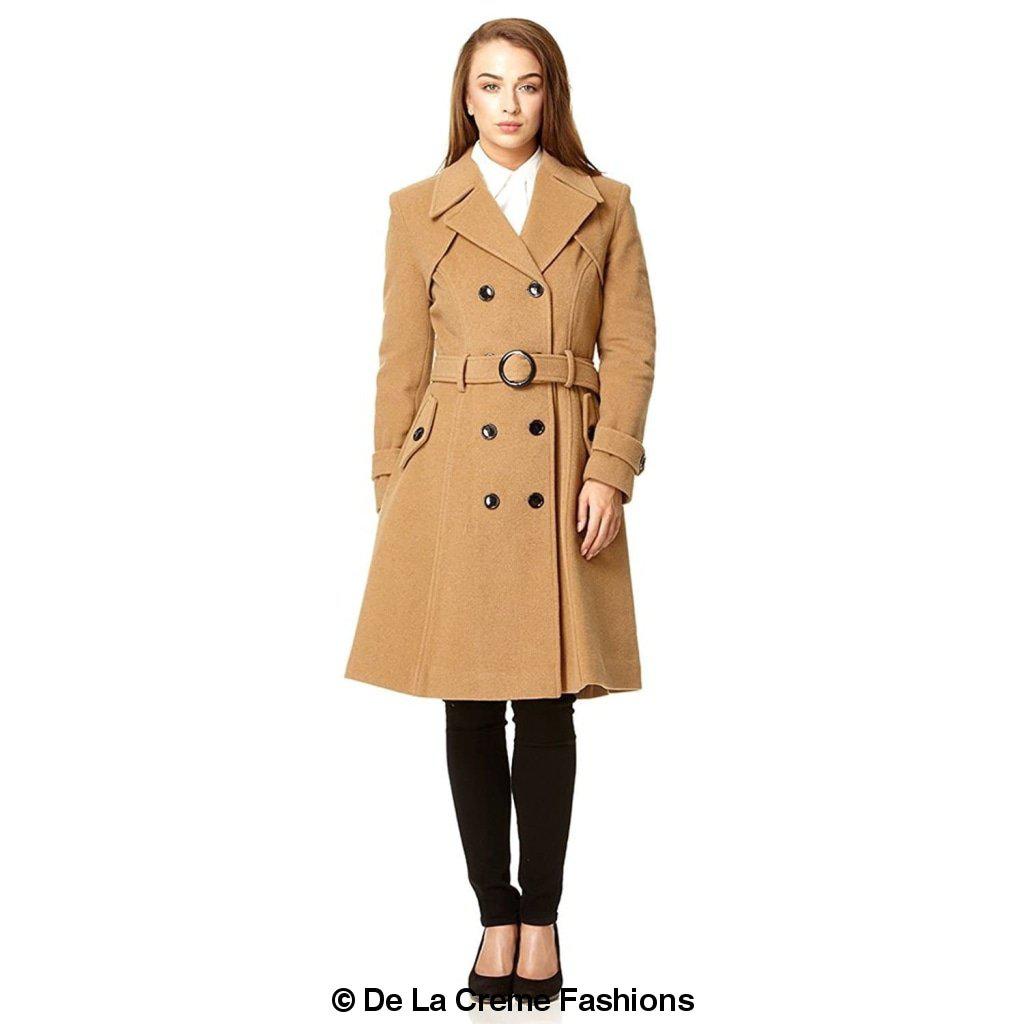 Women's Wool Blend Double Breasted Coat, Women's Wool Coat