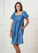 Women 100% Organic Cotton Ruched Chambray Dress