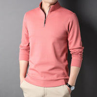 Men's Casual Stand Collar Long Sleeve Top | Slim Fit Sweaters | Men's Lightweight Pullover
