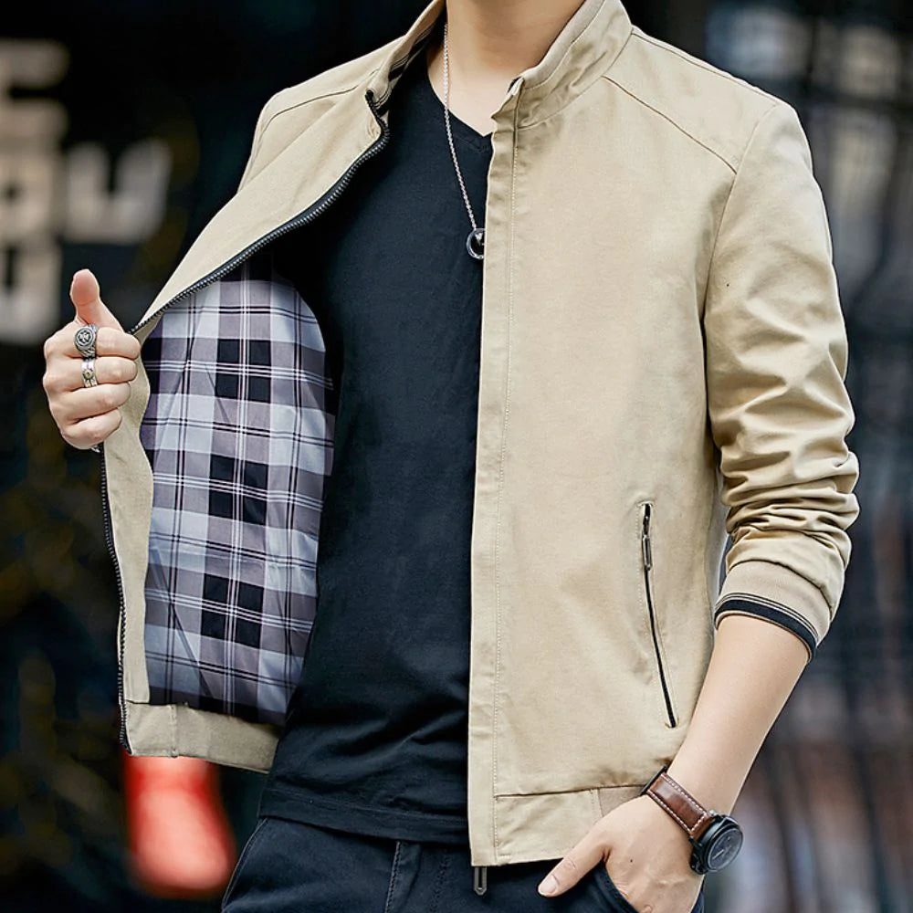 Mens Stand Collar Zipped Up Jacket | Men's Jackets | Slim Fit