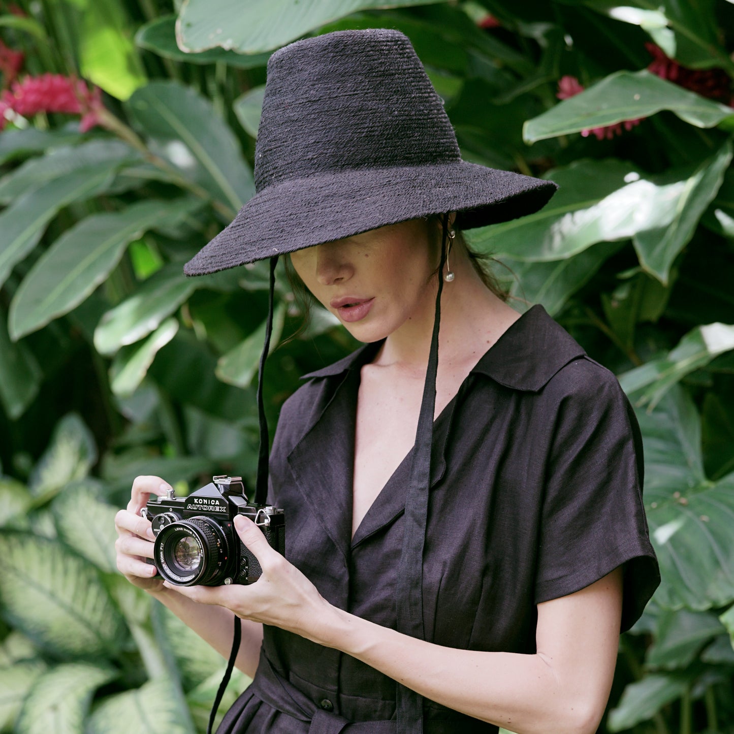 Women's Jute Straw Hat, Black, by MEG