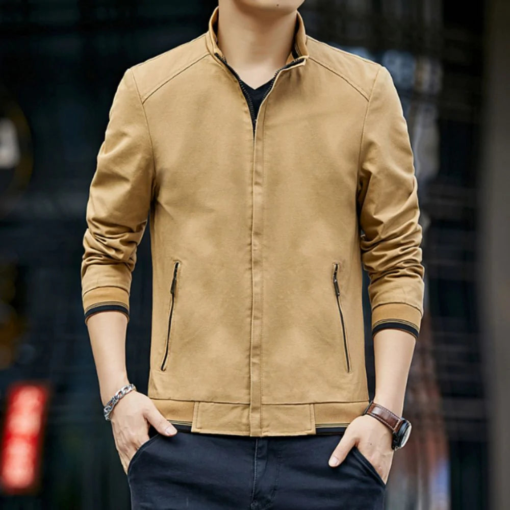 Mens Stand Collar Zipped Up Jacket | Men's Jackets | Slim Fit