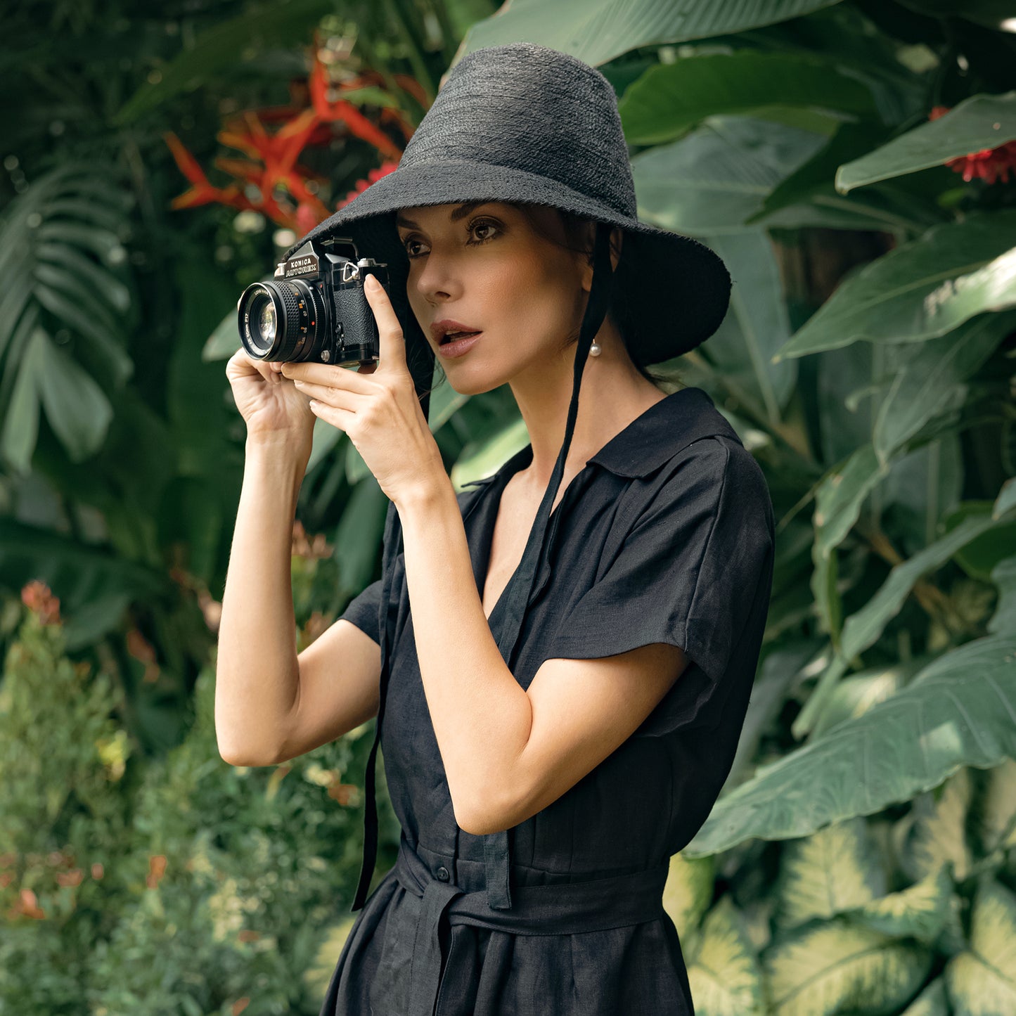 Women's Jute Straw Hat, Black, by MEG