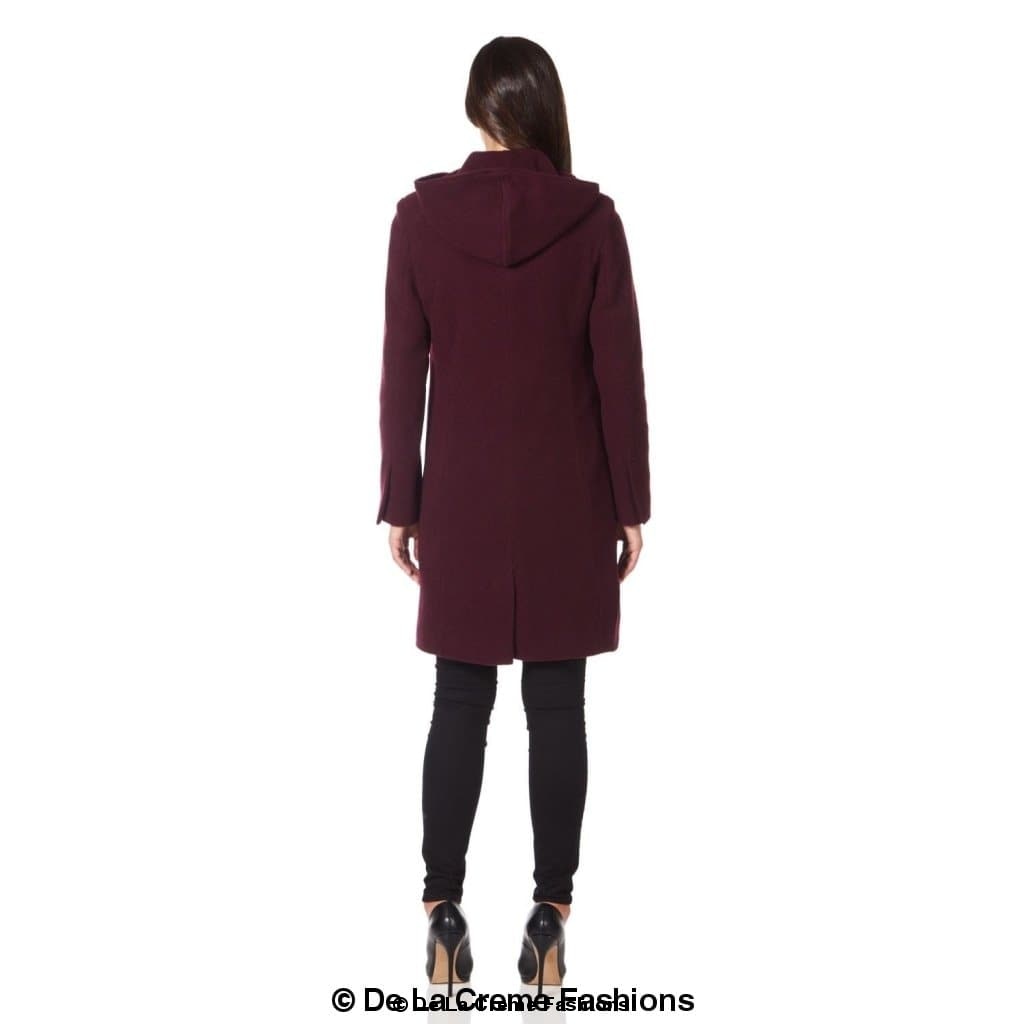Women's Hooded Zip Coat, De La Creme Women's Wool Coat