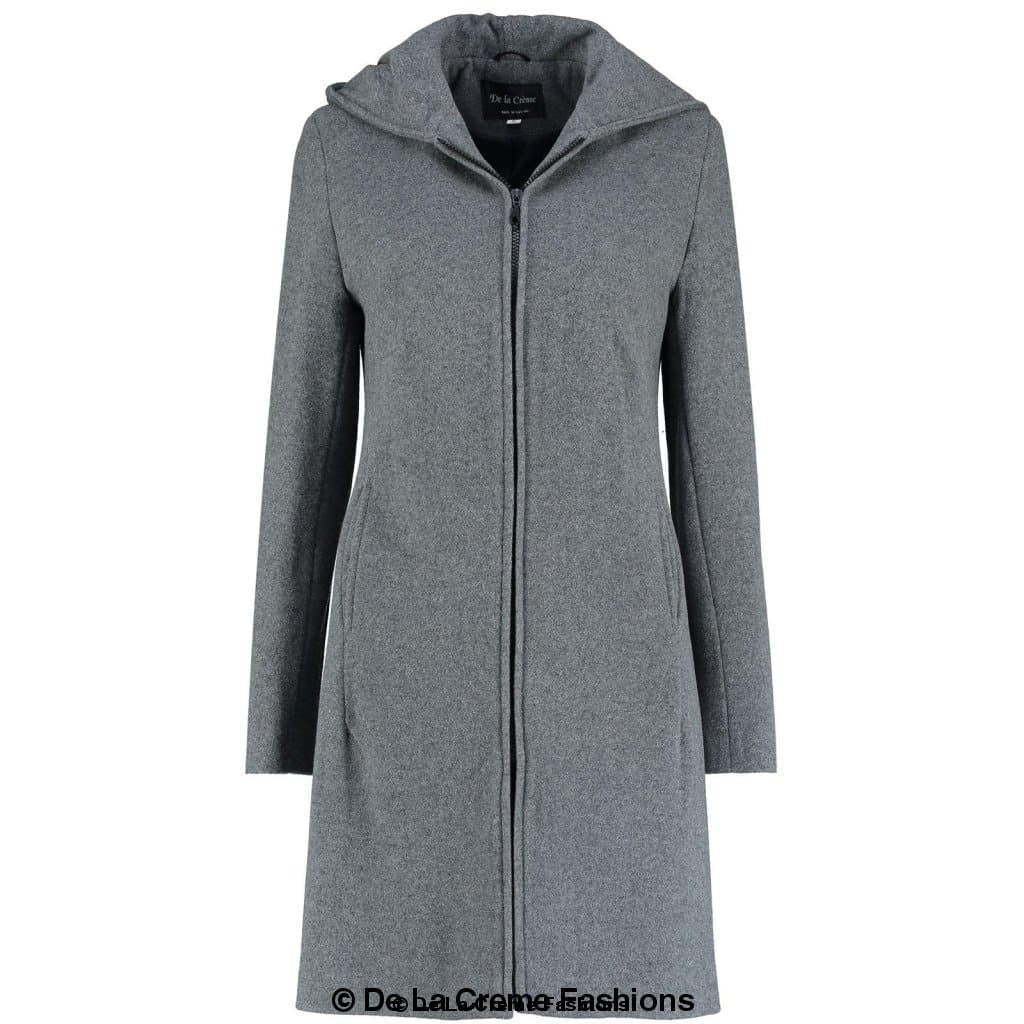 Women's Hooded Zip Coat, De La Creme Women's Wool Coat