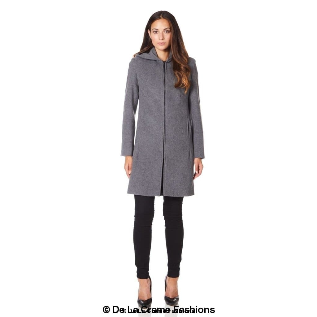 Women's Hooded Zip Coat, De La Creme Women's Wool Coat
