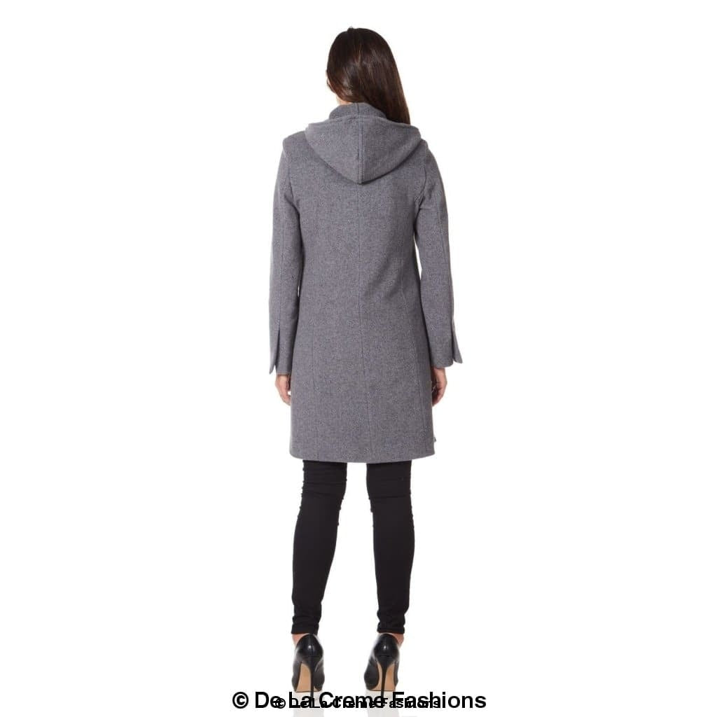 Women's Hooded Zip Coat, De La Creme Women's Wool Coat