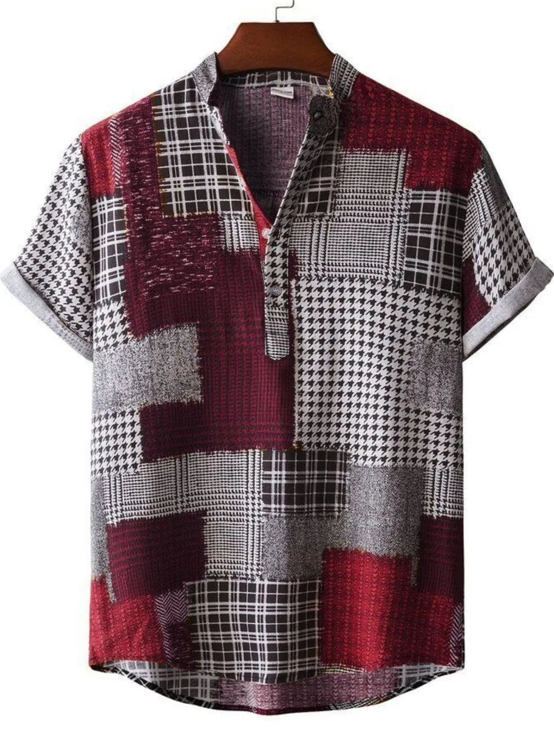 Men's v-neck shirt, half button shirt