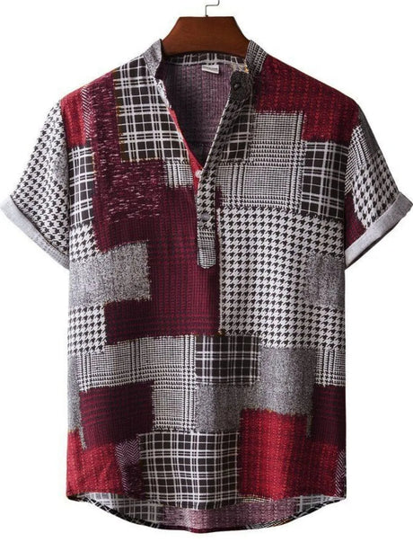 Men's v-neck shirt, half button shirt