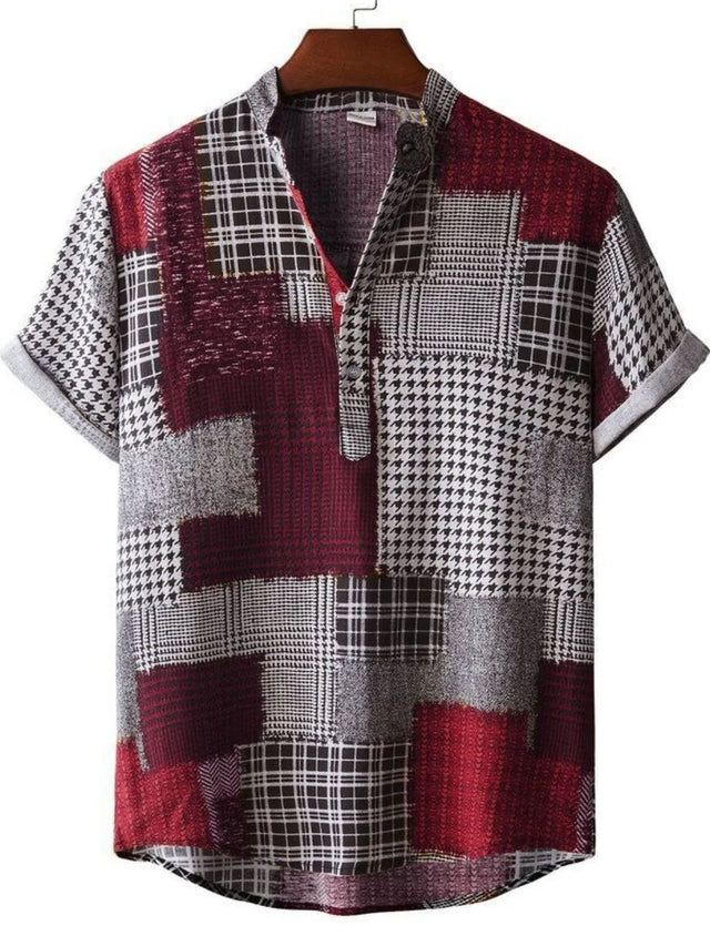 Men's v-neck shirt, half button shirt