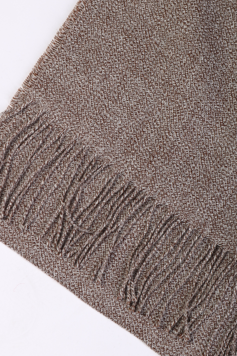 Brown wool scarf, fringed scarf