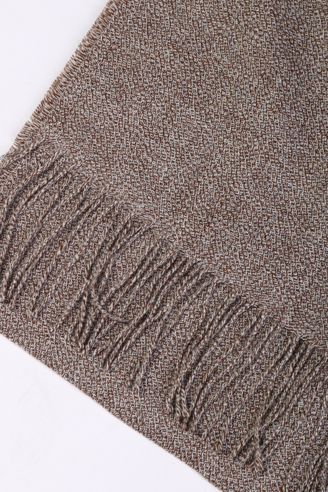 Brown wool scarf, fringed scarf