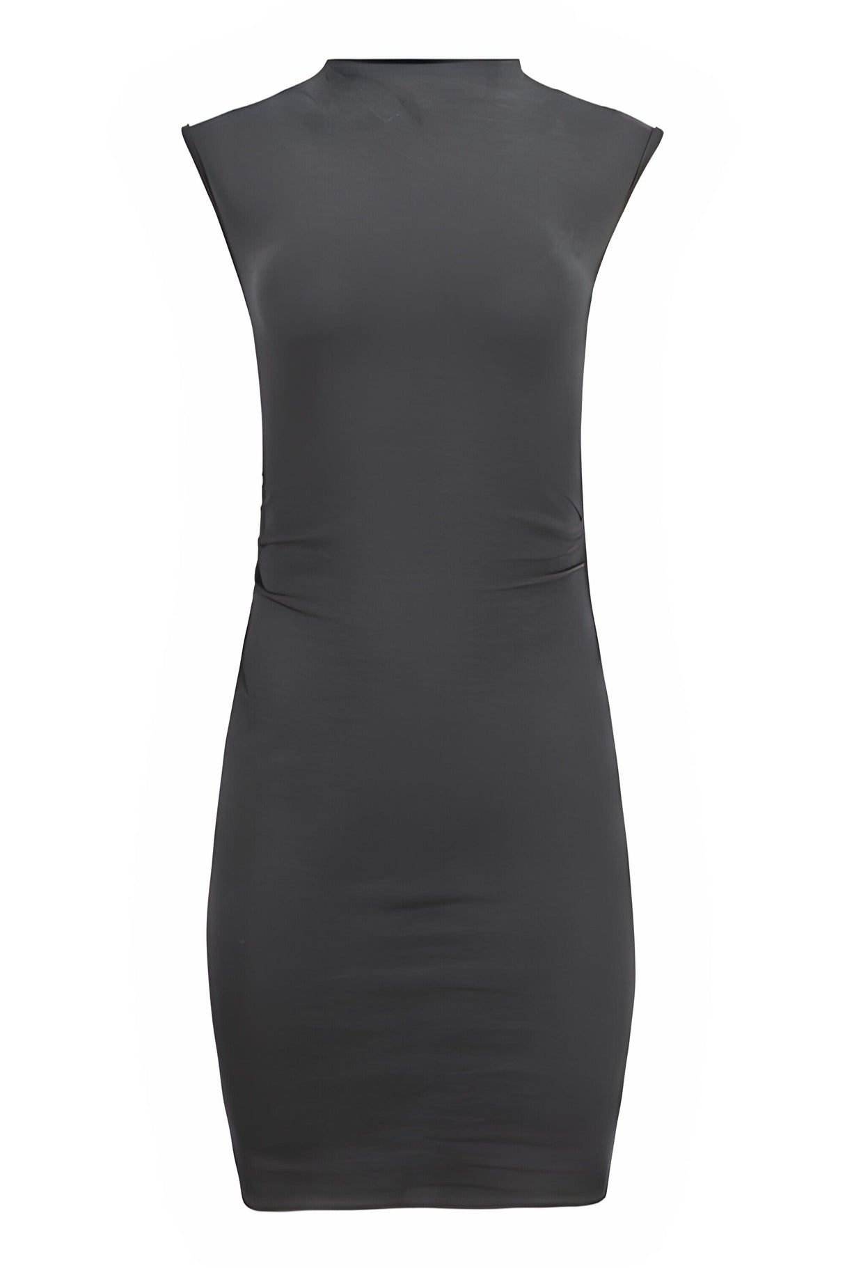Kara Cotton Mock Neck Ruched Mini Dress