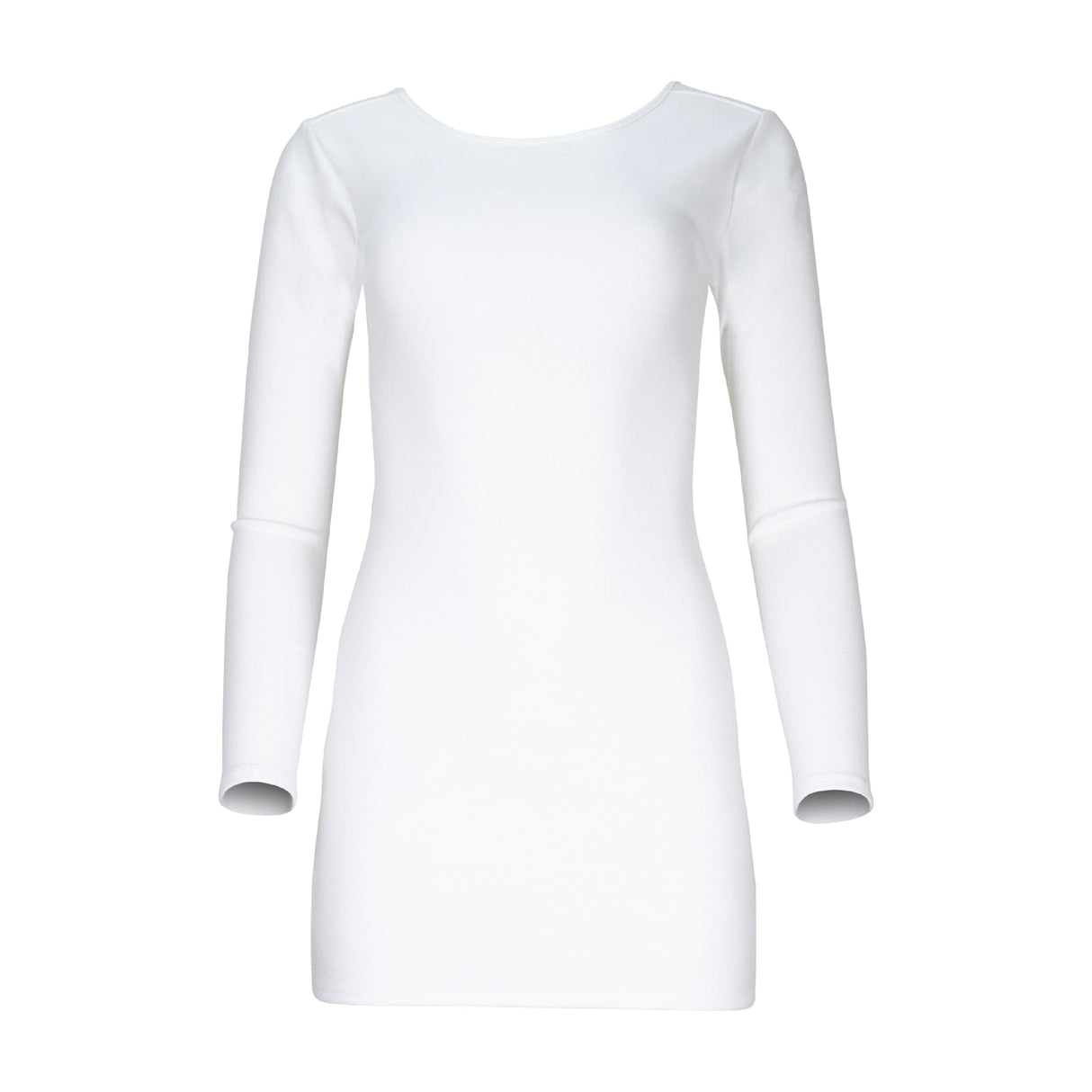 Jenna Long Sleeve Open Back Organic Cotton Mini Dress - Ivory