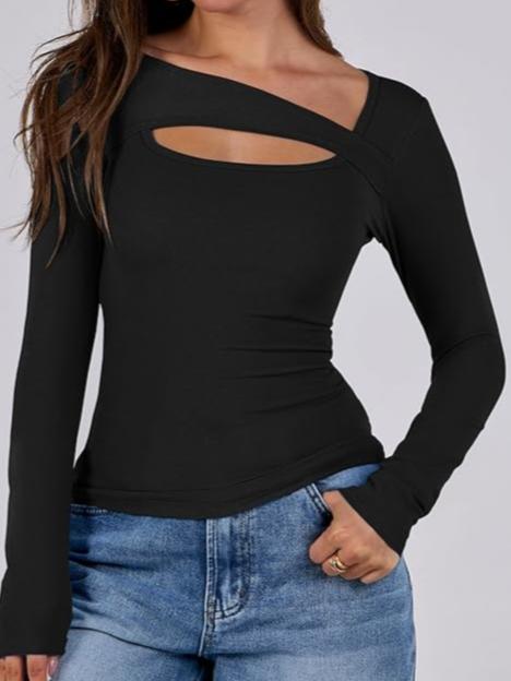 Paige Organic Cotton Long Sleeve Cutout Top