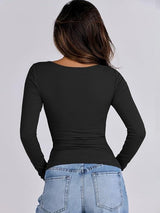 Paige Organic Cotton Long Sleeve Cutout Top