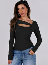 Paige Organic Cotton Long Sleeve Cutout Top