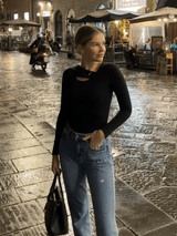 Paige Organic Cotton Long Sleeve Cutout Top