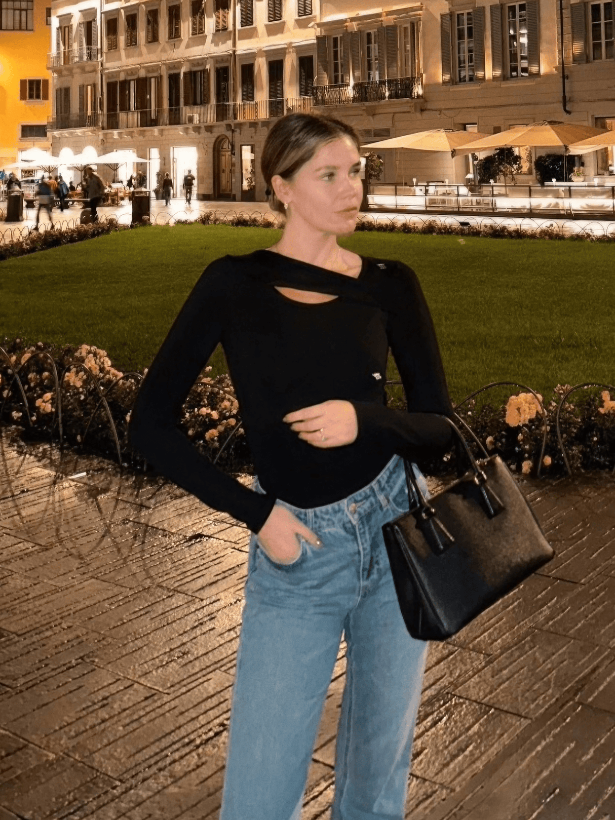 Paige Organic Cotton Long Sleeve Cutout Top