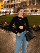 Paige Organic Cotton Long Sleeve Cutout Top