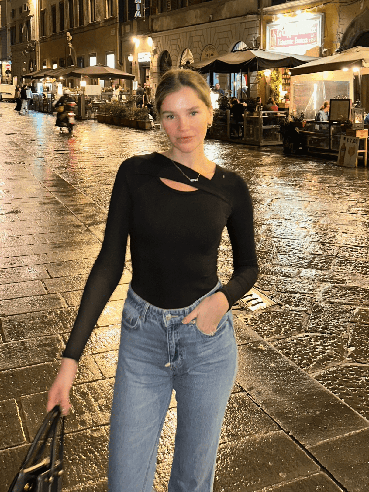 Paige Organic Cotton Long Sleeve Cutout Top