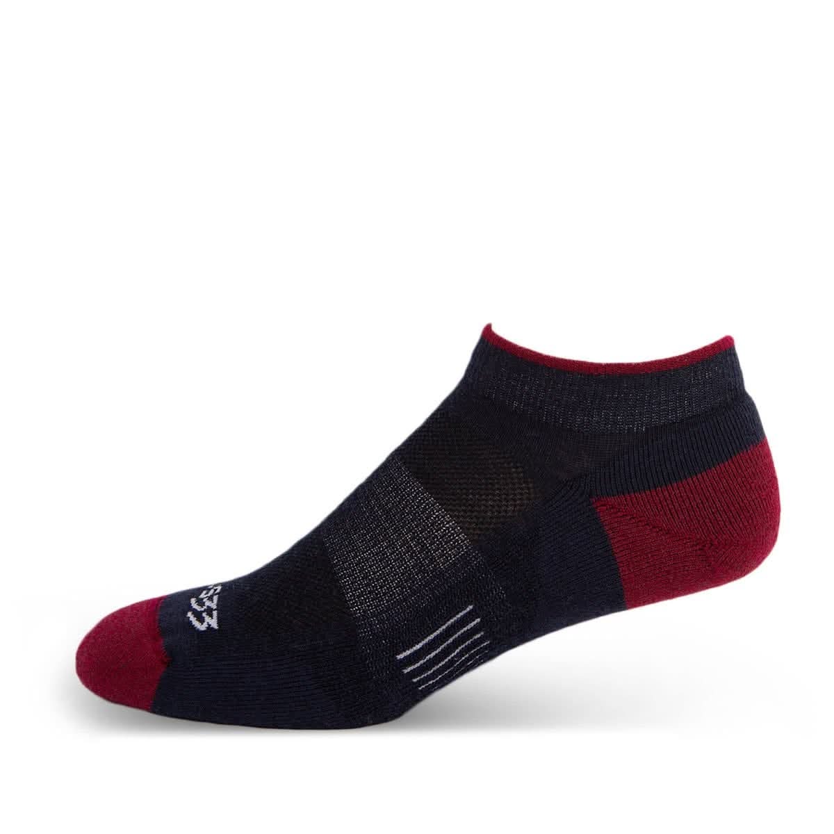 red and blue no show socks, hiking socks