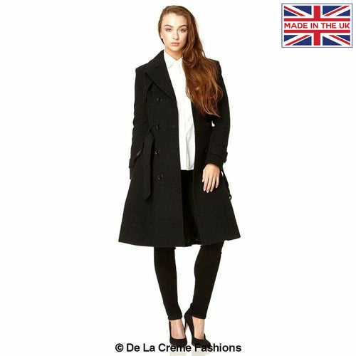 Women's Wool Blend Double Breasted Coat, Women's Wool Coat