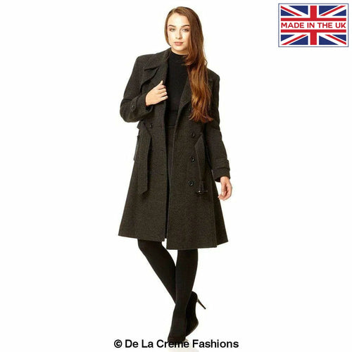 Women's Wool Blend Double Breasted Coat, Women's Wool Coat